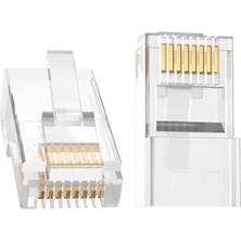 Cekar Store CAT5E RJ45 Jack Ethernet Konnektörü Altın Kaplama 100 Adet