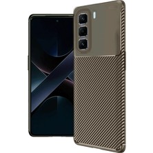 Durukar®  Infinix Hot 50 4g Kılıf Auto Focus Karbon Kapak - Kahverengi