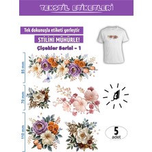 Agg Reklam Ütü ile Yapışan Kıyafet Etiketi Çiçekler Serisi  5li Set