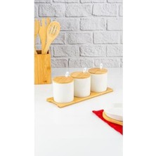 Teknocan Bambum Flora 3'lü Baharat Seti Kaşıklı