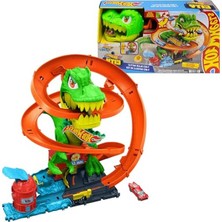 Cekar Store Hot Wheels T-Rex ve Itfaiye Istasyonu Oyun Seti Hot Wheels T-Rex ve Itfaiye Istasyonu Oyun Seti ve 1:64 Ölçekli Metal Araba, Dinozorla Mücadele JBM73
