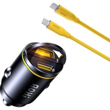 Cekar Store Araç Içi 2 Portlu 45W Şarj Cihazı, 140W 1m Pd 3.1 480MBPS Süper Hızlı Şarj/data Kablosu Seti