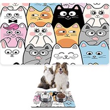 Cekar Store Monnhein Mama ve Su Evcil Hayvan Beslenme Matı, Kolay Temizlenen Emici Su Geçirmez Kumaş, Küçük Orta Boy ve Büyük Kedi ve Köpekler Için Dayanıklı Köpek Kedi Paspas (40X60, Renkli Kediler)