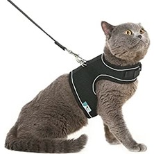 Cekar Store Bypet Yeni Nesil Nefes Alabilen Kedi Göğüs Tasması Seti (Medium, Siyah)          [enerji Sınıfı A+]