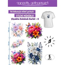 Agg Reklam Ütü ile Yapışan Kıyafet Etiketi Çiçekte Kelebek Serisi -3   5li Set