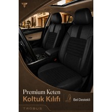 Trobus Opel Mokka 2012+ Uyumlu Apex Linen Bel Destekli Keten Siyah Koltuk Kılıfı