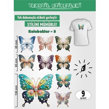 Agg Reklam Ütü ile Yapışan Kıyafet Etiketi  Kelebekler -3   9lu Set