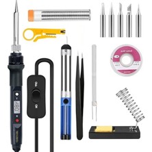 Cekar Store Dijital Isı Ayarlı Havya Set Lehim Makinesi Seti 80W Taşıma Çantalı