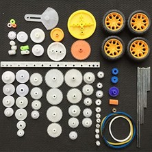 Cekar Store 78 Parça Plastik Dişli Seti Tekerlek Çark Mil Lastik Kremayer Rc Oyuncak Robot Araba Motor Aksesuar Yedek Parça