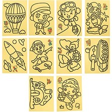 cekar store 10 adet küçük boy kum boyama seti - 12cm x 16cm boyutunda karışık kum boyama -  kargo
