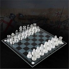 Cekar Store Glass Chess Cam Satranç Takımı Kullanışlı Dekoratif Şık Hediyelik (35X35 Cm)