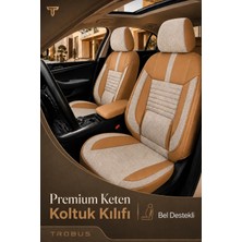 Trobus Toyota Yaris 2005+ Uyumlu Apex Linen Bel Destekli Keten Bej Taba Koltuk Kılıfı