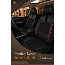 Trobus Ford Fiesta 2008+ Uyumlu Apex Linen Bel Destekli Keten Siyah Kırmızı Koltuk Kılıfı