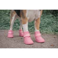 Cekar Store Köpek Ayakkabısı 4’lü Set Su Geçirmez Kaymaz Tabanlı Köpek Botu Küçük Orta Irk Köpekler Için Koruyucu Patik Yağmur Kar Çamur Için Dayanıklı Evcil Hayvan Ayakkabısı Pembe (Small)