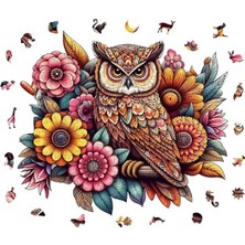 Cekar Store Ahşap Puzzle Yetişkin - Çiçekli Baykuş - 300 Parça, 29 x 33 cm - Yapıştırıcı Folyo Dahil - Benzersiz Şekilli Parçalar & Özel Figürler - Wz-07