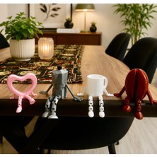 Dinç Spor 3D Baskı Sevimli Masa Arkadaşları Dekor Seti – Kahve, Kupa ve Kalp Figürleri