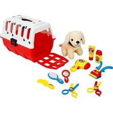 Cekar Store Puffy Friends Sun-Rst-Oyun Set My Pet Peluş Köpek Kuaför Çantalı Kırmızı