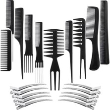Cekar Store 10 Parça Antistatik Tarak Seti - Krepe, Ayırma ve Röfle Tarağı Komple Set + 10 Adet Pens