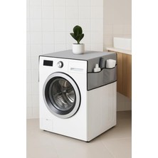 Cekar Store Çamaşır Makinesi Koruyucu Örtü 4 Cepli Banyo Düzenleyici Organizer Su Geçirmez Örtü (Gri)