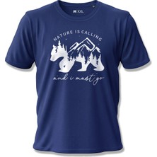 North Whiskers Nature Is Calling Ayı Silüetli Unisex %100 Pamuklu Lacivert Outdoor Tişört