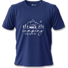 North Whiskers Camping Squad Karavan Baskılı Unisex %100 Pamuklu Lacivert Outdoor Tişört