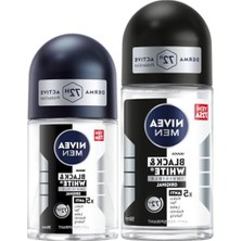 Cekar Store Nıvea Men Erkek Roll-On Deodorant Black&white Invisible Original 50ML ve Mini Roll-On 25ML, 72 Saat Anti-Perspirant Koruma