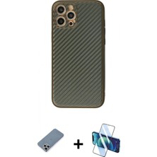 Pileli Store Pilelistore™ iPhone 12 Pro Kılıf Ahenk Işık - Siyah 3D Antistatik Cam Ekran Koruyucu + Metal Kamera Lens Koruma Cam - Gs