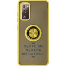 Durukar®  Samsung Galaxy S20 Fe Kılıf Montreal Yüzüklü Silikon Kapak - Sarı