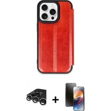 Pileli Store Pilelistore™ iPhone 15 Pro Max Kılıf Zirve Yansıma Serisi - Siyah 3D Antistatik Mat Seramik Nano Ekran Koruyucu + Raze Metal Kamera Lens - Gs