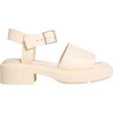 Calvin Klein Ekru Kadın Deri Sandalet Chunky Sandal Lth Mg