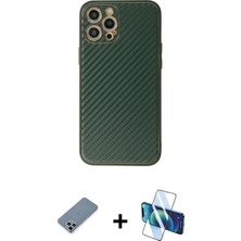 Pileli Store Pilelistore™ iPhone 12 Pro Kılıf Ahenk Işık - Siyah 3D Antistatik Cam Ekran Koruyucu + Metal Kamera Lens Koruma Cam - Gs
