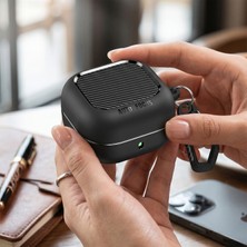 Caseonn Samsung Galaxy Buds 4 Kılıf Airbag Karbon Fiber Desenli Siyah
