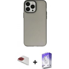 Pileli Store Pilelistore™ iPhone 13 Pro Max Kılıf Ahenk Çizgi Prime - Siyah Bilvis 5in1 3D Magic Cam Ekran Koruyucu + Pers Alüminyum Kamera Lens - Kı