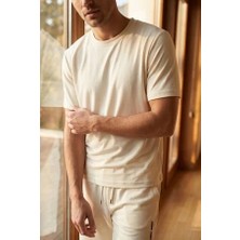 Bony Socks Erkek Modal Kısa Kollu Ekru T-Shirt