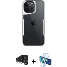 Pileli Store Pilelistore™ iPhone 15 Pro Max Kılıf Akış Çizgi Koleksiyonu - Siyah 3D Antistatik Seramik Nano Ekran Koruyucu + Raze Metal Kamera Lens - Gs