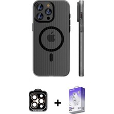 Pileli Store Pilelistore™ iPhone 15 Pro Max Kılıf Pusula Minimal Koleksiyonu - Siyah Bilvis 5in1 3D Magic Cam Ekran Koruyucu + Pvd Metal Kamera Lens - Tu
