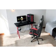 Vivense Hey Gaming Profesyonel Oyuncu Masası, Siyah Kırmızı, 120 cm