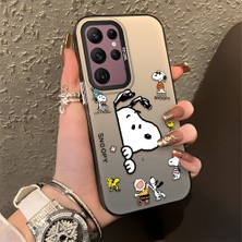 HONTINGA Samsung Galaxy S22 Ultra ile Uyumlu Kılıfı Silikon Kenar Sert Arka Düşüme Önleyici Basitlik Anti Düşme Kamera Korumali Snoopy Desen Telefon Kılıfı Kadın ve Erkek Için Uygundur K1-0080