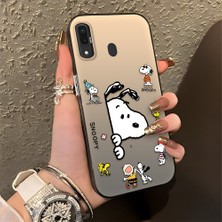 HONTINGA Samsung Galaxy A30 ile Uyumlu Kılıfı Silikon Kenar Sert Arka Düşüme Önleyici Basitlik Anti Düşme Kamera Korumali Snoopy Desen Telefon Kılıfı Kadın ve Erkek Için Uygundur K1-0080