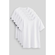 Standart Fit Basic O Yaka  5li Paket Beyaz Erkek T-Shirt  87911