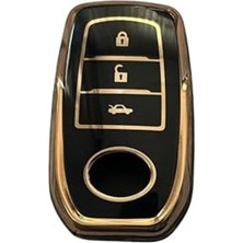 Calperia Anahtar Kılıfı, 3 Tuşlu ve Uyumlu Tasarım, Siyah Gold