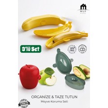 Muf Home Pratik 3'lü Meyve Saklama Kabı Seti - Muz, Elma ve Avokado Koruyucu Kutu (Bpa Içermez, Yerli Üretim)