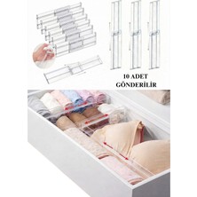 Kelira Elegance Xl Şeffaf Ayarlanabilir Çekmece Düzenleyici Seti 10'lu Makyaj Takı Kozmetik Mutfak Organizer