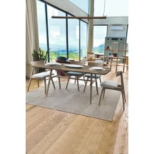 Unboxdeco 8 Kişilik Slim Masif Ceviz Ahşap Masa Takımı, 8 Adet Slim Ceviz Sandalye - Bej 180X80