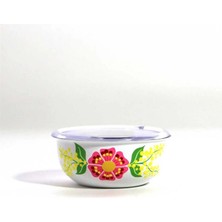 Dedemin Emayeleri Kapaklı Kase Beyaz (12 Cm)