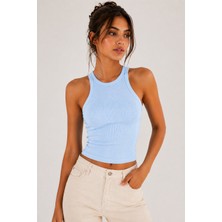 Hayalet %100 Pamuk Basic T-Shirt –  Halter Yaka Kadın Kaşkorse / Fitilli Atlet