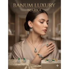 Banumluxury Zümrüt Yeşili Damla Takı Seti