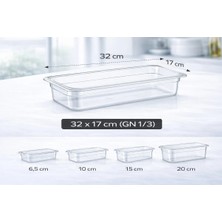 İstanbul Horeca 1/3 Gn Şeffaf Polikarbon Gastronom Küvet 32X17 cm 15 cm Derinlik