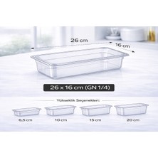 İstanbul Horeca 1/4 Gn Şeffaf Polikarbon Gastronom Küvet 26X16 cm 15 cm Derinlik