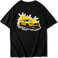 Brz Collection Unisex Oversize Yellow Ferra Ri T-Shirt Siyah